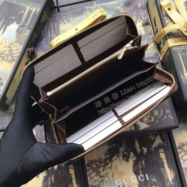 Gucci錢包 古馳2020新款 甩紋牛皮 Gucci三折短錢包 474746大紅全皮  gdj1177